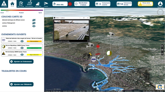 Intégration d'une cartographie 3D dans un hyperviseur capture d'écran d'une plateforme d'hyperviseur avec une cartographie 3D permettant aux utilisateurs de visualiser et d’interagir avec les objets connectés IoT directement sur une carte (caméras, détecteurs de présence, détecteurs de fumée, etc…).
