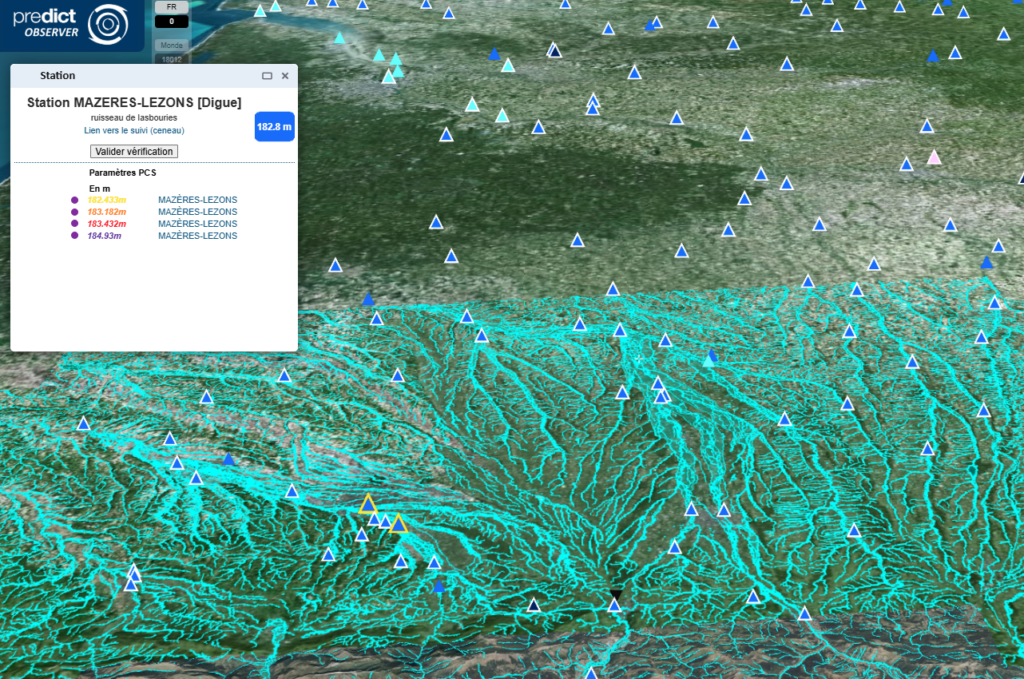 Plateforme Predict Observer : gestion intelligente des risques climatiques predict observer, jumeau numérique, modélisation 3D pour prévenir des risques, suivi du niveau d'eau