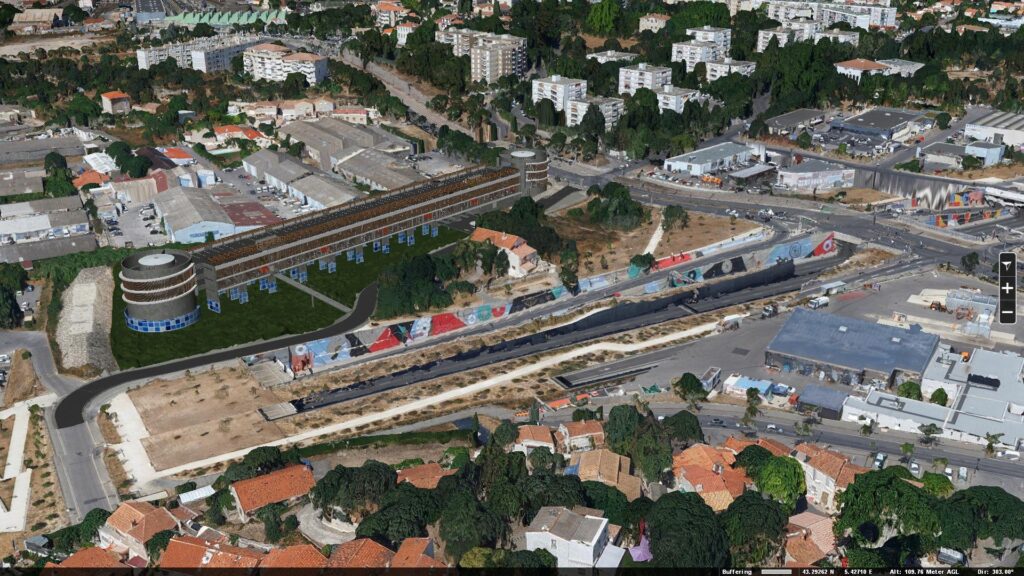 modélisation 3D d'un projet de parking relais modélisation 3D d'un projet de parking relais de la Boiseraie, dans la Métropole Aix-Marseille-Provence